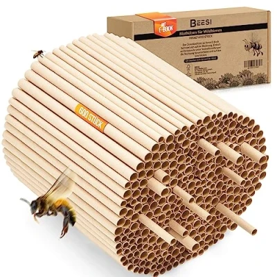 Afbeelding van BEESI 600 x nesthulzen voor wilde bijen, 6 en 8 mm diameter, waterafstotend, lange levensduur, nesthulp, accessoires, vulmateriaal insectenhotel