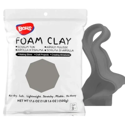 Afbeelding van BOHS Grijze Slijmschuimklei,Luchtdrogend, Kneedbaar, Squishbaar Ideaal voor Cosplay Kostuums, Butter Slime &amp; Figuur Ambacht 500g, vanaf 3 jaar