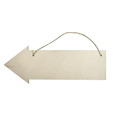 Afbeelding van Rayher Hobby houten bord pijl, FSC 100%, 40x15cm, dikte 6mm, met jute hanger, berkenhout, om op te hangen, plank, deurbord, deurhanger blanco, wegwijzer hout, 62848505