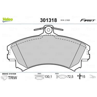 Afbeelding van Valeo Remblokset 301318