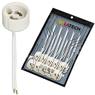 Afbeelding van ISOLATECH 10st GU10 keramische fitting brandbeveiliging met adereindhulzen LED spaarlampen (max.250V/2A) lampen home installatie verzonken plafond armatuur keuken badkamer socket hittebestendig