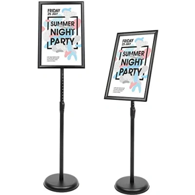Afbeelding van YIYO A4 Poster Stand Vloerstaande Tekenhouder Snap Frame Verstelbare Aluminium Tekenstandaard, Menu Display Notice voor Bruiloft/Zakelijke Activiteiten (zwart) (zwart, A4)