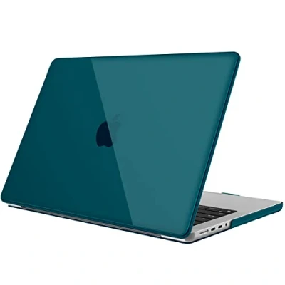 Afbeelding van FINTIE beschermhoes compatibel met MacBook Pro 14 inch 2023 2021 (A2779 / A2442) M2 Max M1 Max, dunne van hard plastic, kristalhelder pauwgroen