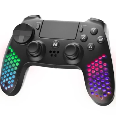 Afbeelding van NiTHO Draadloze Lichtgewicht Controller voor PS4, Compatibel met PS4/PC/Android/iOS, Gamepad Zeshoekig Ontwerp RGB Licht/Trillingen/6 Assige Gyroscoop