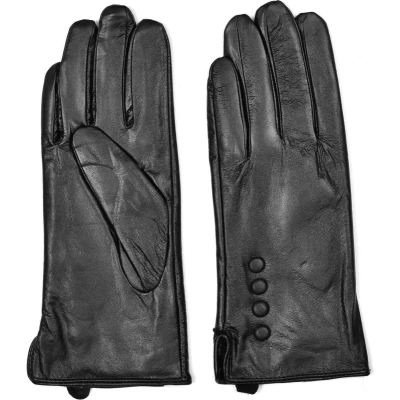 Afbeelding van Leren Handschoenen Dames Met Sierknoopjes Fleecevoering Winter Winddicht en waterafstotend Maat S