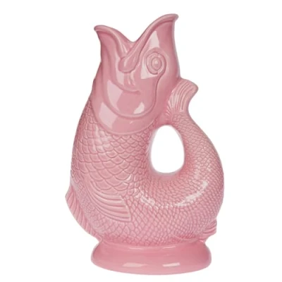 Afbeelding van Gurgly Iconische Roze Glug Jug Grote 1.4L Viswaterkruik, Decoratieve Visvaas, Ornament, Karaf