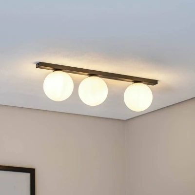 Afbeelding van EMIBIG LIGHTING Plafondlamp Fit, zwart/opaal, 3 lamps