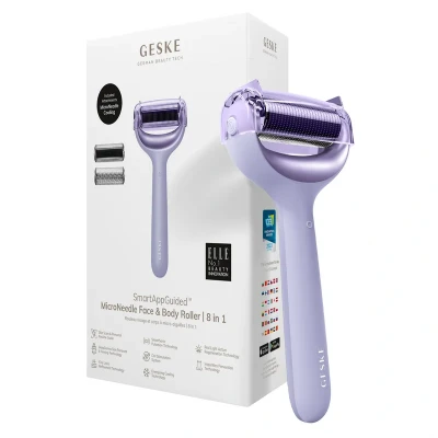 Afbeelding van Geske Microneedle FACE BODY Roller 8 IN 1 Smartappguided Huidverzorgingstool, Maat: One Size, Purple