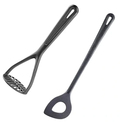 Afbeelding van Westmark Aardappelstamper + roerlepel met gat, kunststof, Gentle, zwart, 286322E6