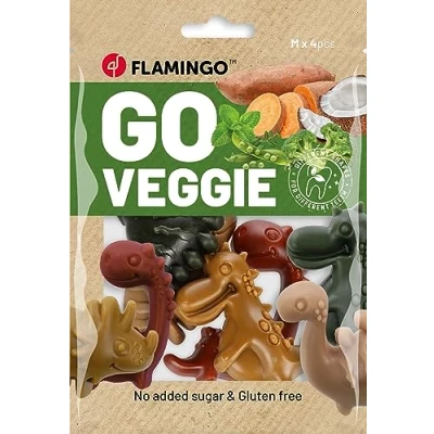 Afbeelding van &quot;Veggie Hondensnack Dino Mix 100% Plantaardige Traktaties&quot; Meerkleurig / M 4 stuks = 120gr