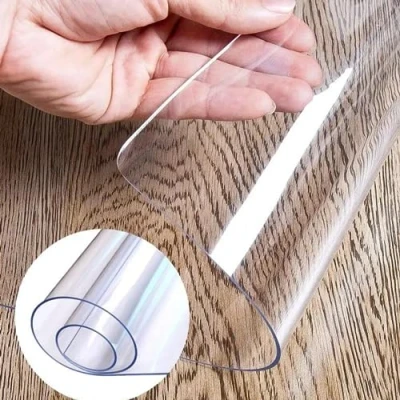 Afbeelding van Mayda Tafelfolie transparant 1,8 mm glasheldere folie tafelbescherming verschillende maten, individueel op maat te snijden pvc voor tafel veelzijdig inzetbaar en afwasbaar tafelkleed