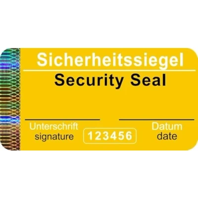 Afbeelding van 300 stuks Veiligheidszegels met serienummer 48x25mm geel, beschrijfbaar Veiligheidszegel, kwaliteitszegel, Veiligheidsetiketten, security seal sticker label, Sicherheitssiegel Aufkleber