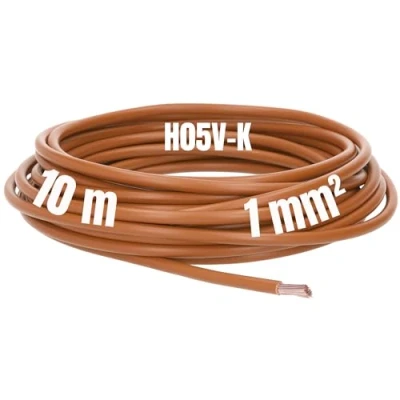 Afbeelding van Kalitec 10 meter H05V K 1 mm² bruine bedradingskabel I kernkabel flexibel PVC enkeladerig meeraderig 1mm2 bedrading fijnaderig enkele kabel vlamvertragend