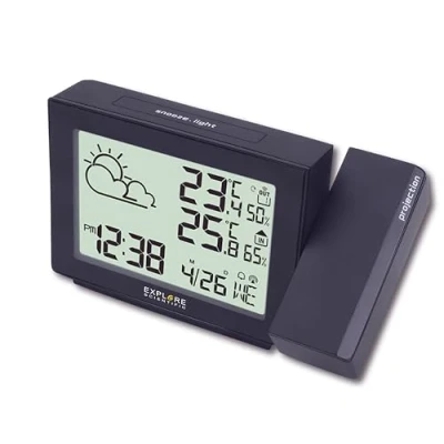 Afbeelding van EXPLORE SCIENTIFIC RPW3005, projectieklok met weer, radiografisch bestuurd, barometer, binnen en buitentemperatuurweergave sensor, blauw