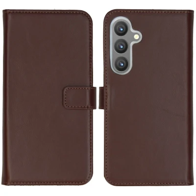Afbeelding van Samsung Galaxy S24 Plus Hoesje Echt leder Selencia Bookcase Donkerbruin Telefoonhoesje