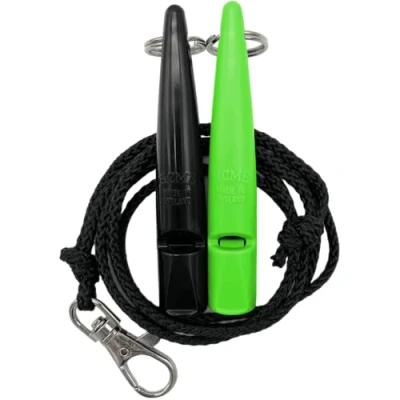 Afbeelding van ACME Hondenfluitje nr. 210,5 met fluitband In dubbelverpakking 2 fluitjes inclusief banden Ideaal voor het terugbellen luid en verreikend (Black + DG Green)