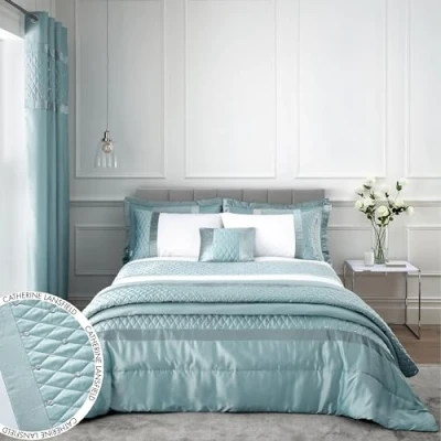 Afbeelding van Catherine Lansfield Pailletten Cluster Dubbele Dekbedovertrek Set met Kussensloop Eend Ei Blauw