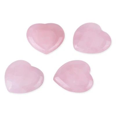 Afbeelding van 4 stuks helende kristal rozenkwarts gesneden hartvormige roze steen Reiki balancing halfedelsteen decor