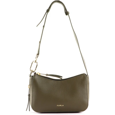 Afbeelding van FURLA Leren Schoudertas Skye Hobo SALVIA c Kaki