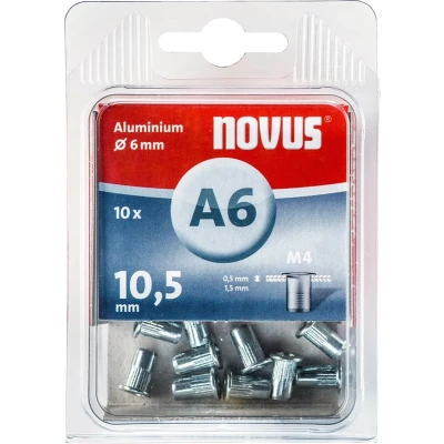 Afbeelding van Novus Blindklinkmoer M4x10,5mm aluminium open cilinderkop (Per 10 stuks)