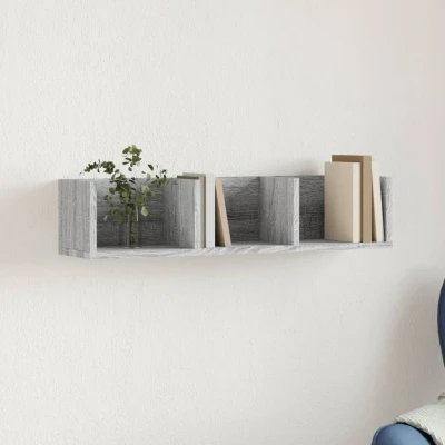 Afbeelding van Wandkast 75x18x16,5 cm bewerkt hout grijs sonoma eikenkleurig