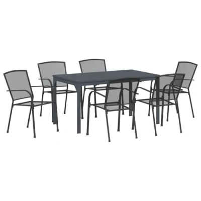 Afbeelding van vidaXL Tuin Eettafel set 7 pcs Houtskool delige