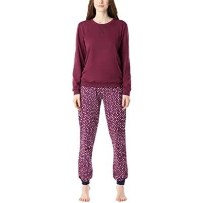 Afbeelding van Merry Style MS MS10 168 PJ Dames Pyjama ronde hals lange mouwen broek met zakken Katoen Wijn/Sterren S