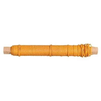 Afbeelding van Rayher 24116208 papierdraad, 0,55 mm ø, op houten wikkel 50 g, ca. 20 m, knutseldraad, papier omwikkelde draad, mandarijn