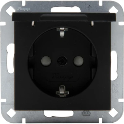 Afbeelding van Kopp HK07 PURE mat zwart inbouw stopcontact RA met deksel + kinderbeveiliging 4624650