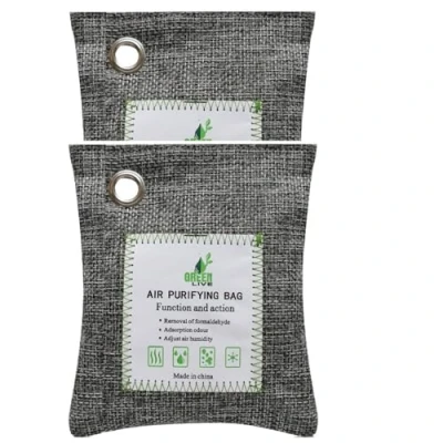Afbeelding van Natuurlijke geurverwijderaar, 2 stuks (2 x 100 g), luchtzuiverende zakken, geurabsorberend, vochtabsorber, koolluchtverfrisser voor schoenen, auto, keuken, badkamer, koelkast, kantoor