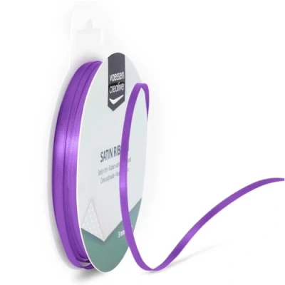 Afbeelding van Vaessen Creative 301002 0016 Satijnen lint paars, 3 mm x 10 meter, lint, decoratief cadeaulint en stoffen voor bruiloft, doop verjaardagscadeaus, mm,