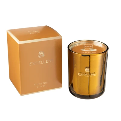 Afbeelding van J line Geurkaars excellent golden honey oker medium 80u 11x14.5cm