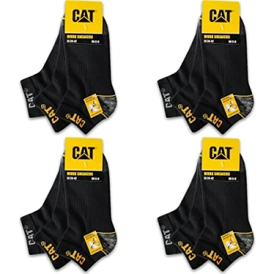 Afbeelding van Caterpillar 12 Paar CAT WORK Sneakers SOCKS Werk Sneaker Sokken Kousen Maat 39 50 (43 46, Zwart)
