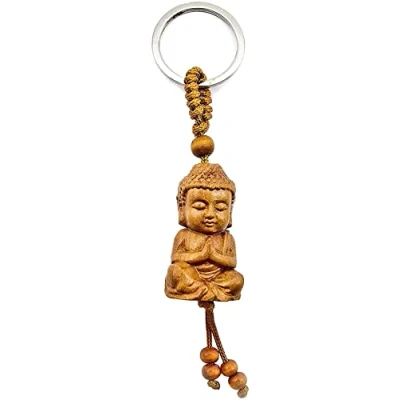 Afbeelding van AXLorange Sleutelhanger Boeddha van hout Bhudda Glück