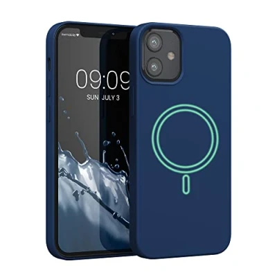 Afbeelding van kwmobile telefoonhoesje compatibel met Apple iPhone 12 mini Hoesje magneet MagSafe Smartphone case in marineblauw