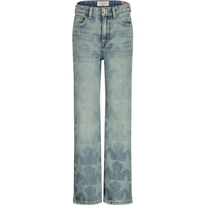 Afbeelding van Vingino Cato Laser Star Meisjes Jeans Maat 164 Blue Vintage