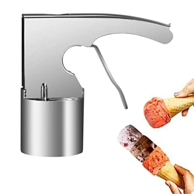Afbeelding van Ice Cream Scooper, Cylindrical Scoop with Trigger Release, Stainless Steel Old Time for Sandwiches Mashed Potato Cookie