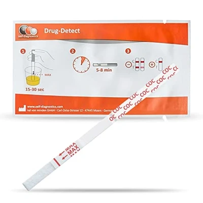 Afbeelding van self diagnostics drugs sneltest cocaïne (COC) coke crack cut off: 300 ng/ml 10 teststrips detectie diptest urinetest cocaïnetest 5 min urine drugstest