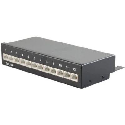Afbeelding van CAT6a Gigabit Desktop Patch Panel 1U met 12 poorten afgeschermd / zwart