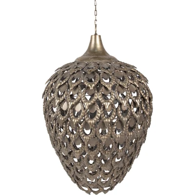 Afbeelding van Clayre &amp; Eef Hanglamp Ø 39x59 cm Goudkleurig Grijs Ijzer Eettafel