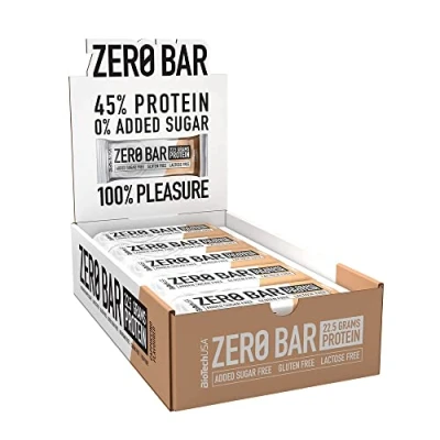 Afbeelding van BioTechUSA Zero Bar Protein snack Suikerarm &amp; Lactosevrij Knapperige textuur Heerlijke smaken Ideaal voor diëten en workouts, 20 * 50 g, Cappuccino
