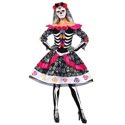Afbeelding van Spooktacular Creations Dia Muertos Spaanse verkleedset voor dames, verkleedfeest Halloween,