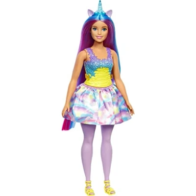 Afbeelding van Barbie Dreamtopia Barbiepop Eenhoorn met gele top