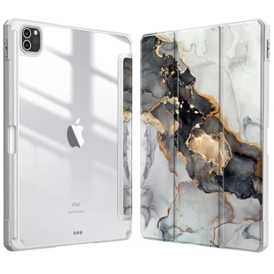 Afbeelding van Fintie Hoes voor iPad Pro 11 2021 (3e Generatie) [Ingebouwde Penhouder] Schokbestendige Cover met Transparant Harde Schaal Terug Case 11&quot; 2021/2020 / 2018, (Z Bewolkt Zwart)