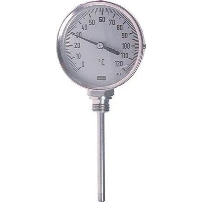 Afbeelding van 0 tot +100C RVS Bimetalen Industriële Thermometer 100mm Behuizing Dompelbuis Onderaansluiting TBLUSH 100 G 43