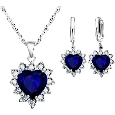 Afbeelding van FDEETY Sieraden Set voor Vrouwen Kristal Hart Hanger Ketting Oorbellen Bruiloft Prom Verjaardagscadeaus