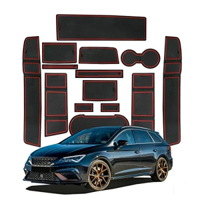 Afbeelding van SHAOHAO Compatibel met Seat Leon Cupra 5F FR St 5D MK3 2017 2018 2019 2020 Stofdicht Antislip Tapijt voor Binnendeur, Snijden, Armsteun Opbergdoos