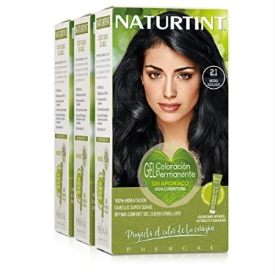 Afbeelding van Naturtint Biobased Ammoniakvrije kleuring 100% grijsdekking Plantaardige ingrediënten Natuurlijke en langhoudende kleur 2.1 Blauwzwart Pak van 3