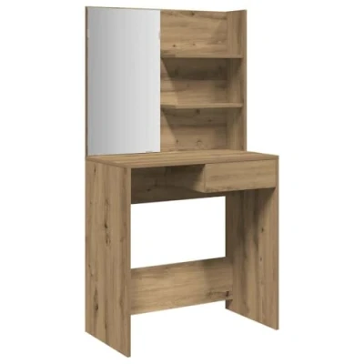 Afbeelding van vidaXL Kaptafel met spiegel 74,5x40x141 cm artisanaal eikenkleur, make uptafel, kap tafel, up kaptafeltje, toilettafel