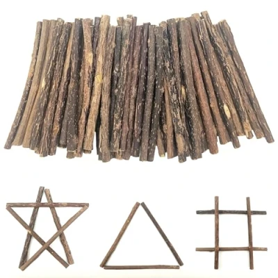 Afbeelding van ZAHD 60 stuks houten stokjes om te knutselen, takken, handwerk, log sticks, natuurlijke ronde voor creatieve bloksticks doe het zelf drijfhoutstukken